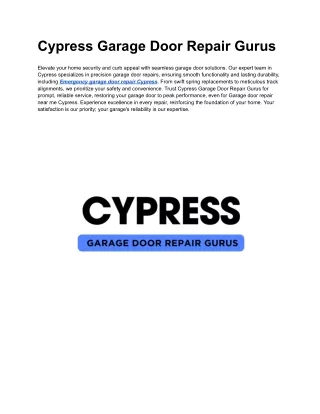 Emergency garage door repair Cypress