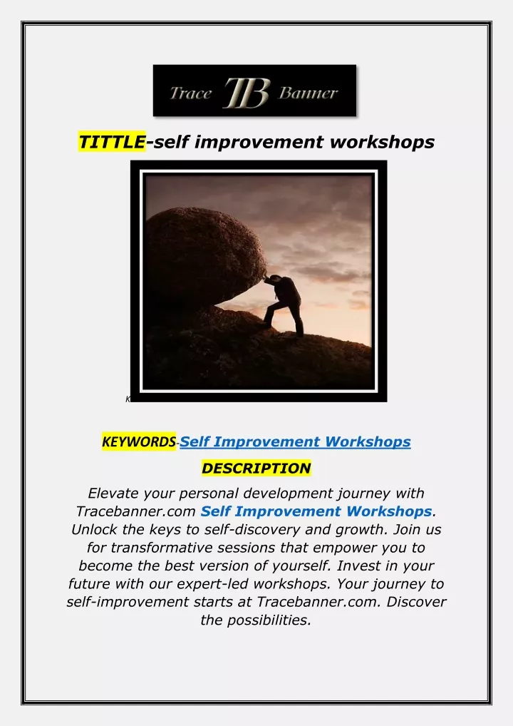 tittle self improvement workshops