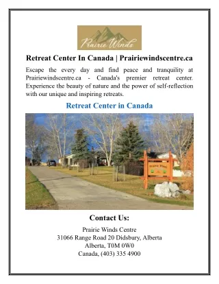 Retreat Center In Canada | Prairiewindscentre.ca