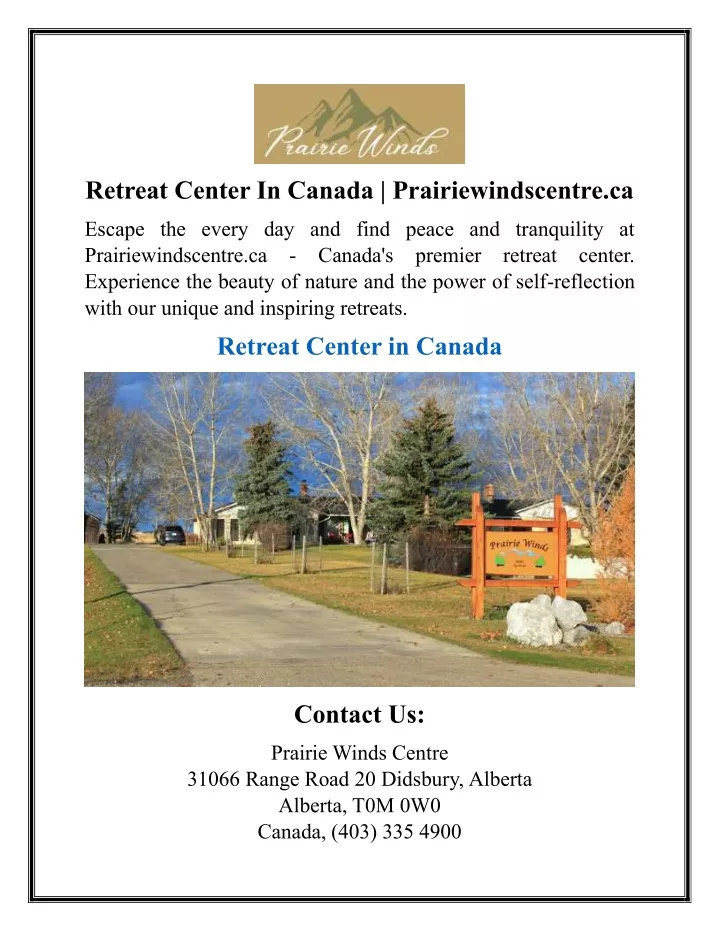 retreat center in canada prairiewindscentre ca
