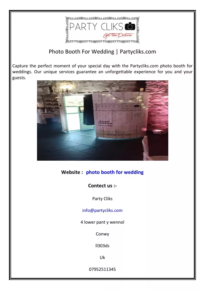 photo booth for wedding partycliks com