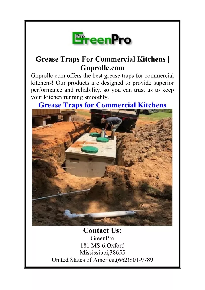 grease traps for commercial kitchens gnprollc