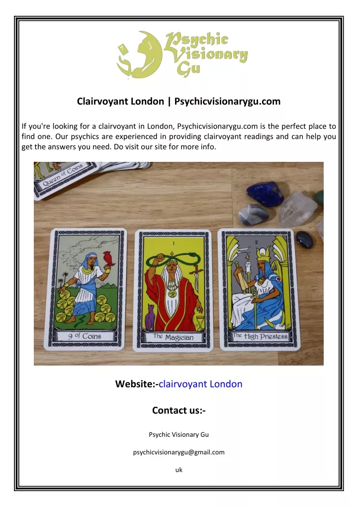 clairvoyant london psychicvisionarygu com