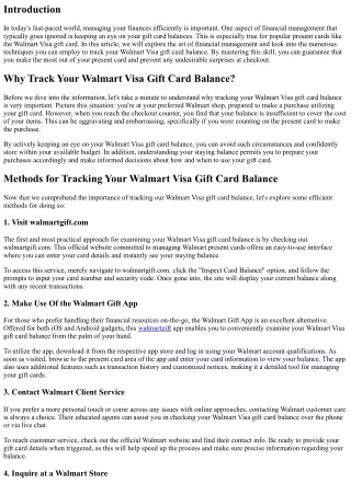 Mastering the Art of Financial Management: Tracking Your Walmart Visa Gift Card