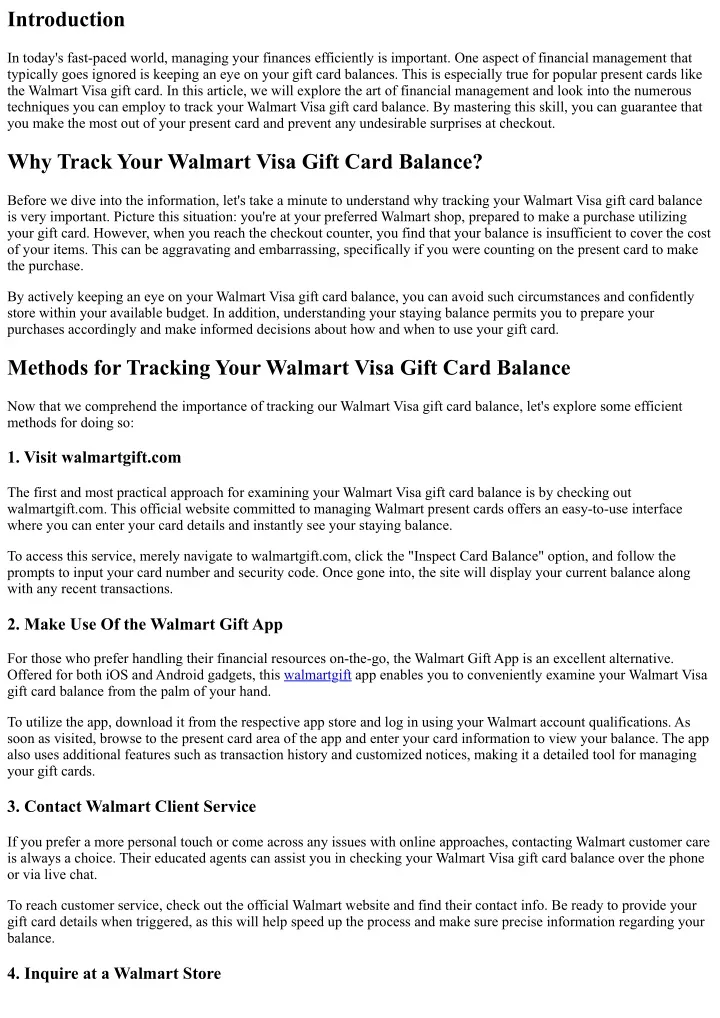 PPT - Mastering the Art of Financial Management: Tracking Your Walmart Visa  Gift Card PowerPoint Presentation - ID:12829289