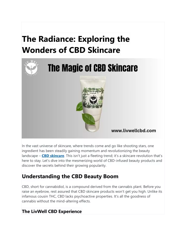 the radiance exploring the wonders of cbd skincare