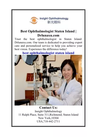 Best Ophthalmologist Staten Island  Drlunaxu.com
