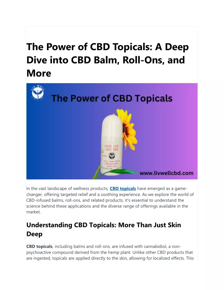 the power of cbd topicals a deep dive into