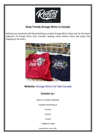 Shop Trendy Orange Shirts in Canada