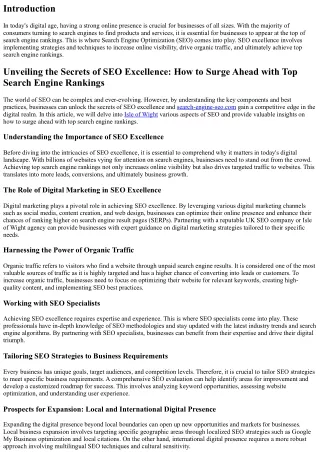 Unveiling the Secrets of SEO Excellence: How to Surge Ahead with Top Search Engi
