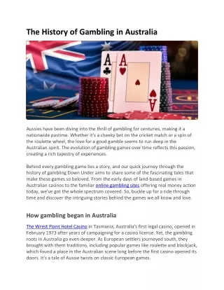 The History of Gambling in Australia
