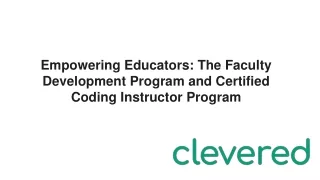 Faculty Development Program and Certified Coding Instructor Program