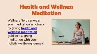 Health and Wellness Meditation