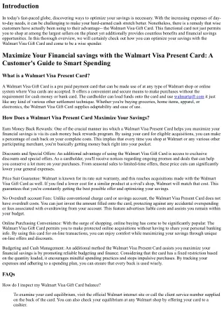 Maximize Your Cost Savings with the Walmart Visa Gift Card: A Consumer's Guide t