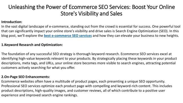 unleashing the power of ecommerce seo services boost your online store s visibility and sales