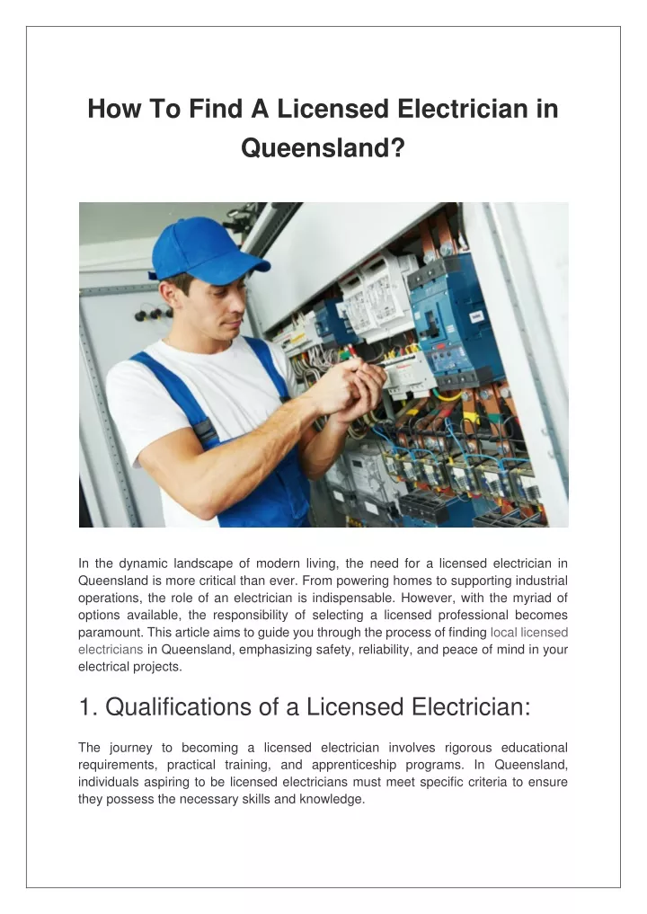 how to find a licensed electrician in queensland