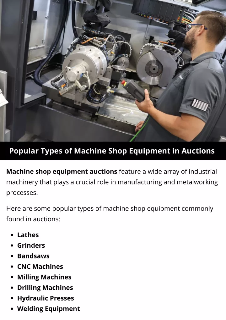 popular types of machine shop equipment
