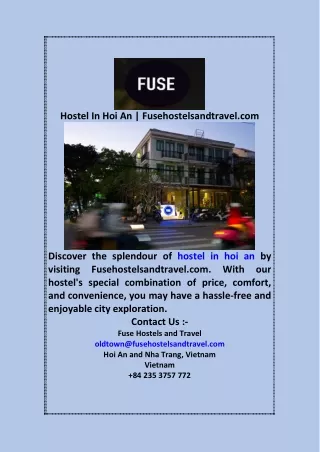 Hostel In Hoi An  Fusehostelsandtravel com