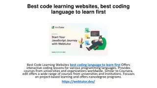 Best code learning websites, best coding language to learn first