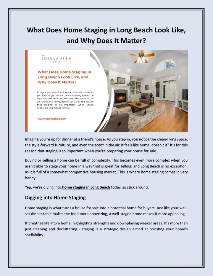 what does home staging in long beach look like