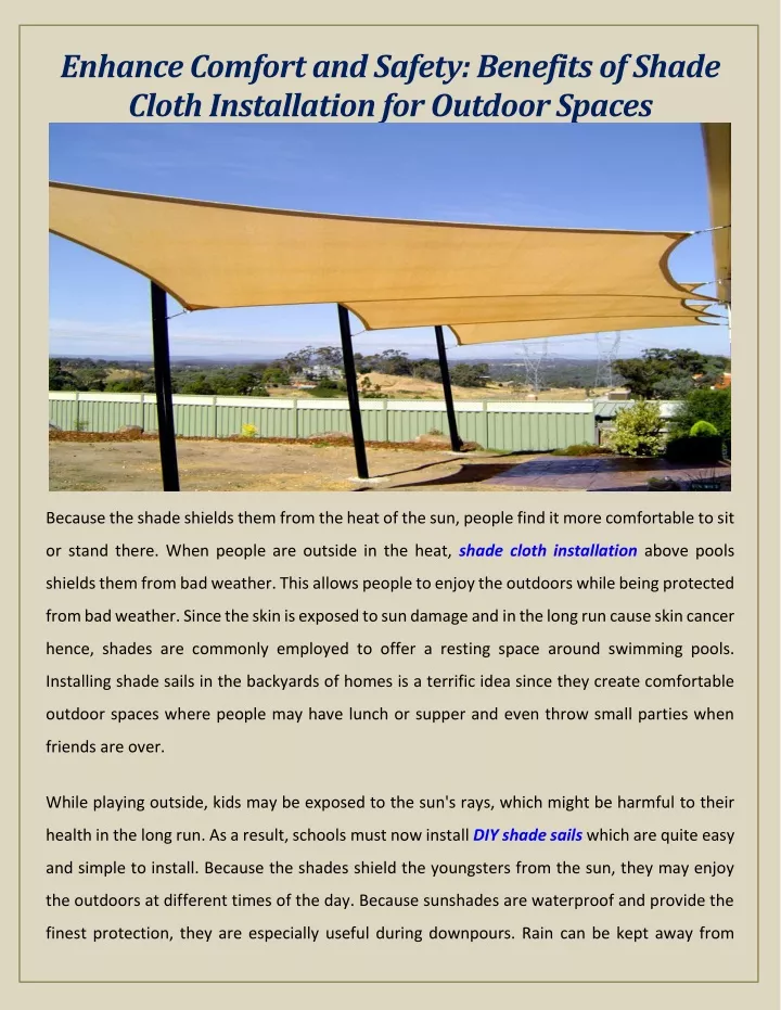 enhance comfort and safety benefits of shade