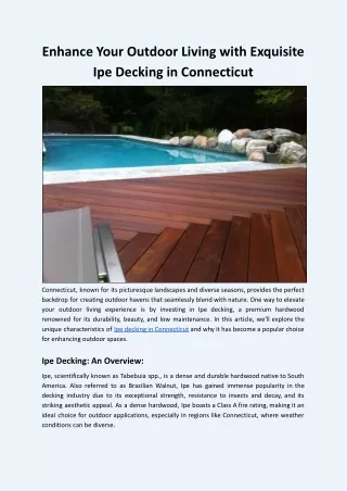 Enhance Your Outdoor Living with Exquisite Ipe Decking in Connecticut