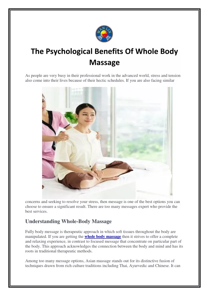 the psychological benefits of whole body massage