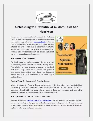 Unleashing the Potential of Custom Tesla Car Headrests