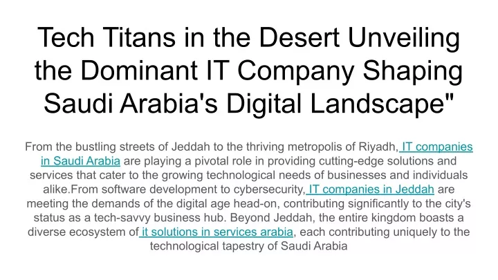 tech titans in the desert unveiling the dominant