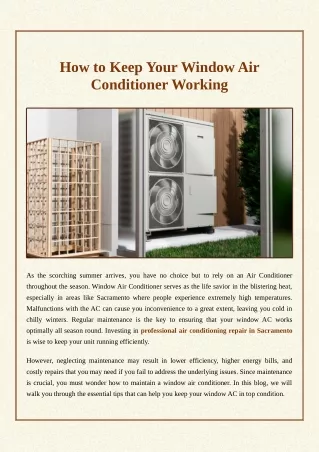 How to Keep Your Window Air Conditioner Working