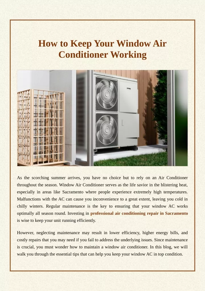 how to keep your window air conditioner working