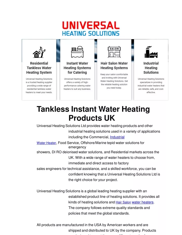 tankless instant water heating products