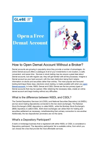 How to Open Demat Account Without a Broker?