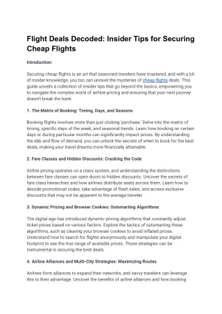 Flight Deals Decoded_ Insider Tips for Securing Cheap Flights