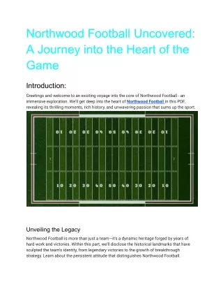 Northwood Football Uncovered_ A Journey into the Heart of the Game