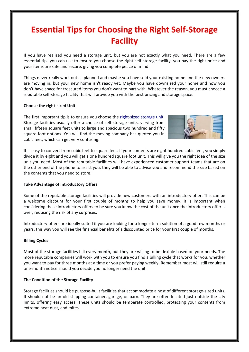 PPT - Essential Tips for Choosing the Right Self-Storage Facility ...