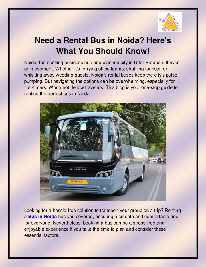 need a rental bus in noida here s what you should