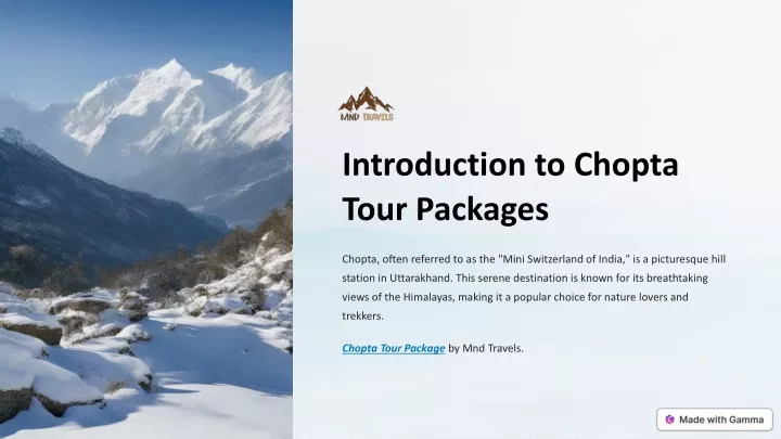 introduction to chopta tour packages