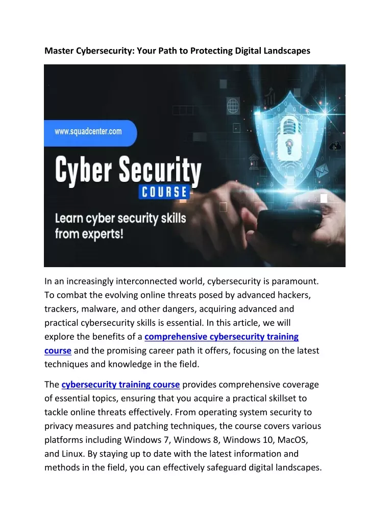master cybersecurity your path to protecting