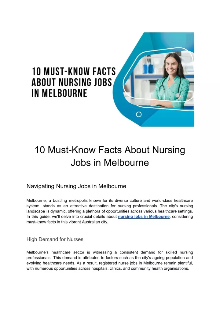 10 must know facts about nursing jobs in melbourne