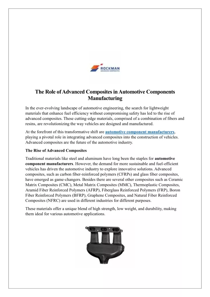 the role of advanced composites in automotive