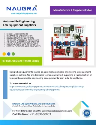 Automobile Engineering Lab Equipment Suppliers