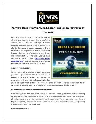 Kenya's Best-Premier Live Soccer Prediction Platform of the Year