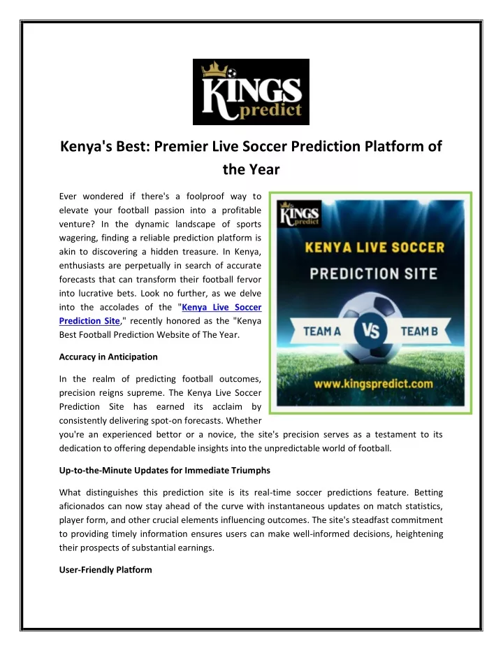 kenya s best premier live soccer prediction