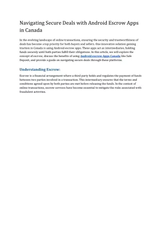 navigating secure deals with android escrow apps