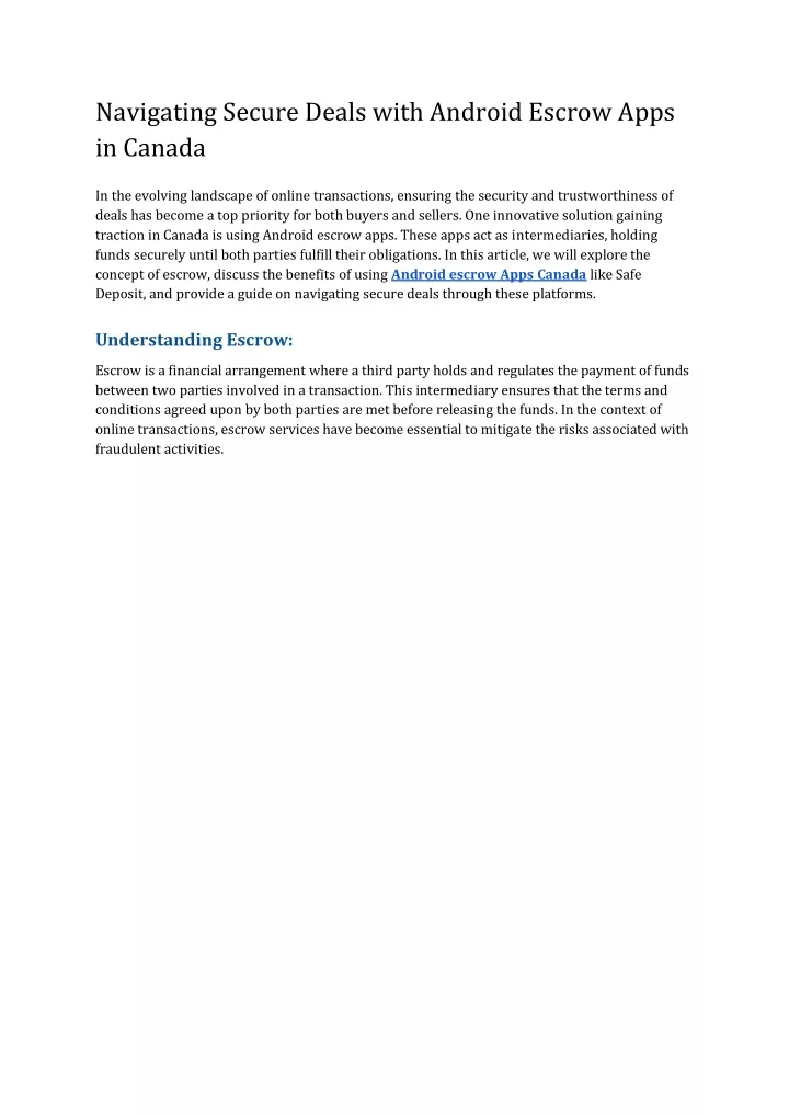 navigating secure deals with android escrow apps