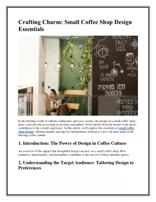 Crafting Charm: Small Coffee Shop Design Essentials