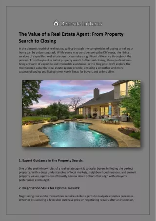 The Value of a Real Estate Agent From Property Search to Closing