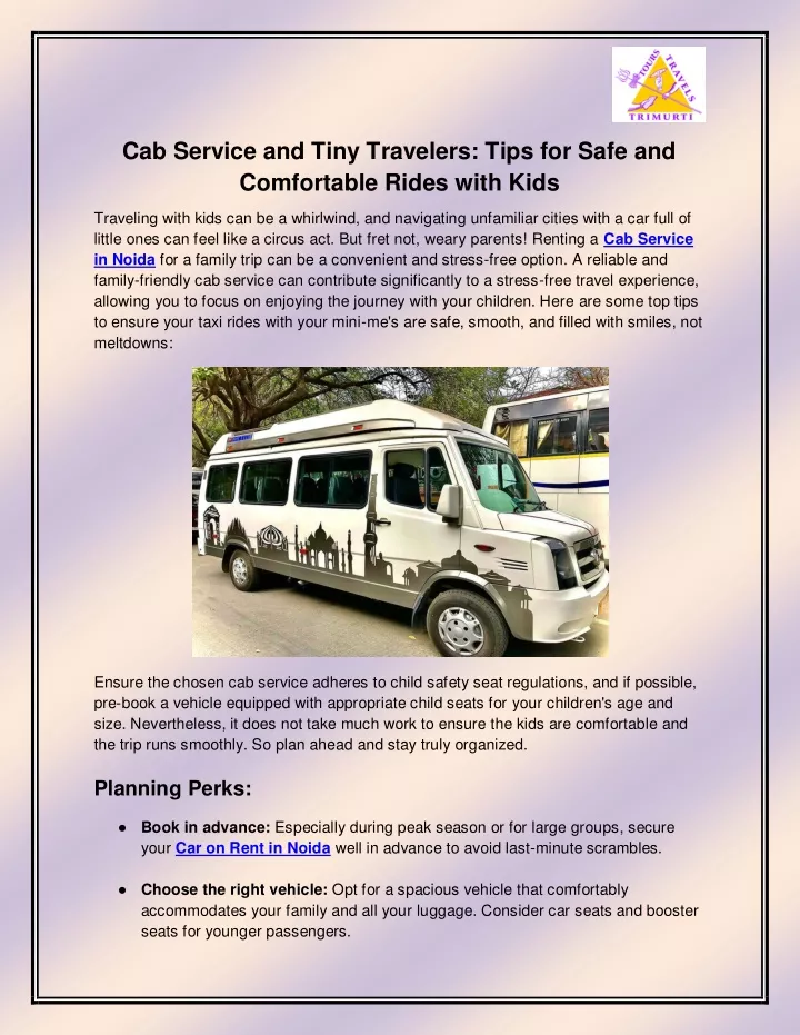 cab service and tiny travelers tips for safe
