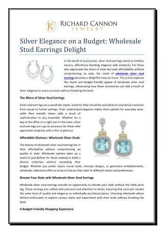 Silver Elegance on a Budget  Wholesale Stud Earrings Delight